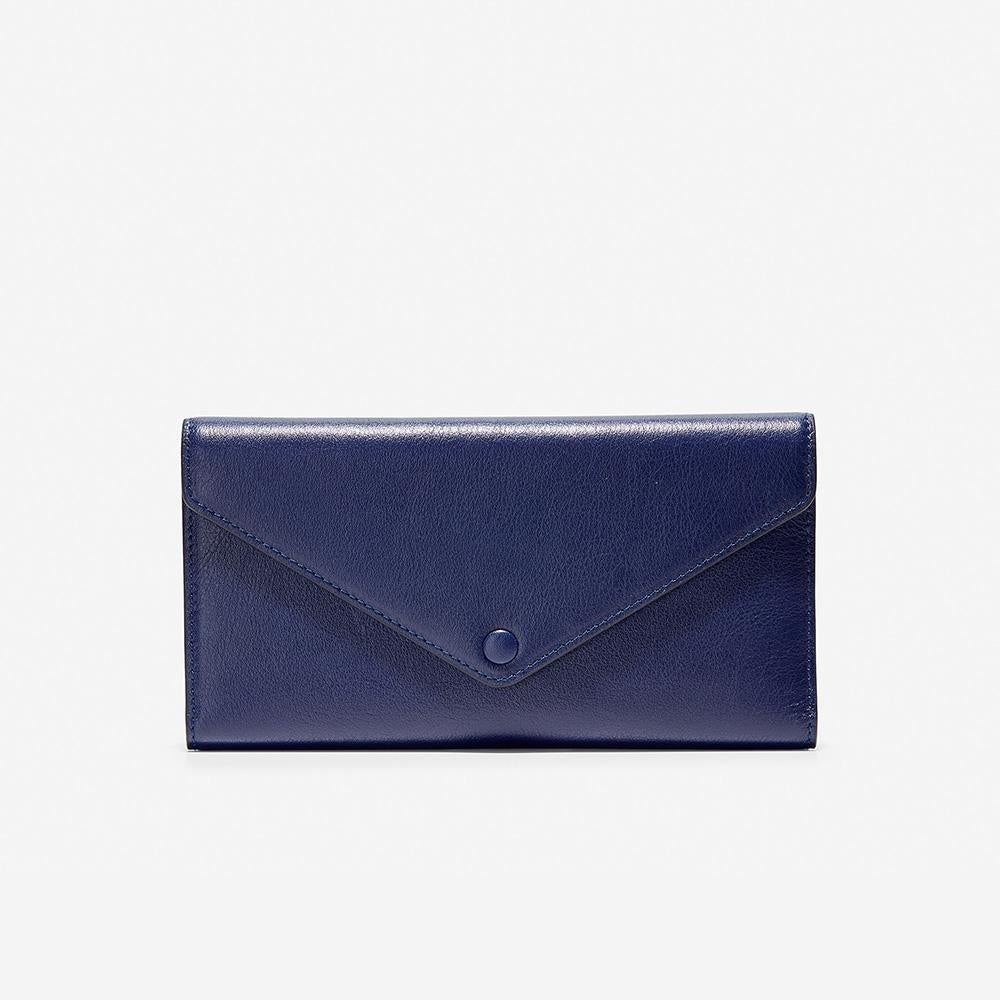 Cole Haan Flap Trifold Envelope Wallet Marine Blue One Size