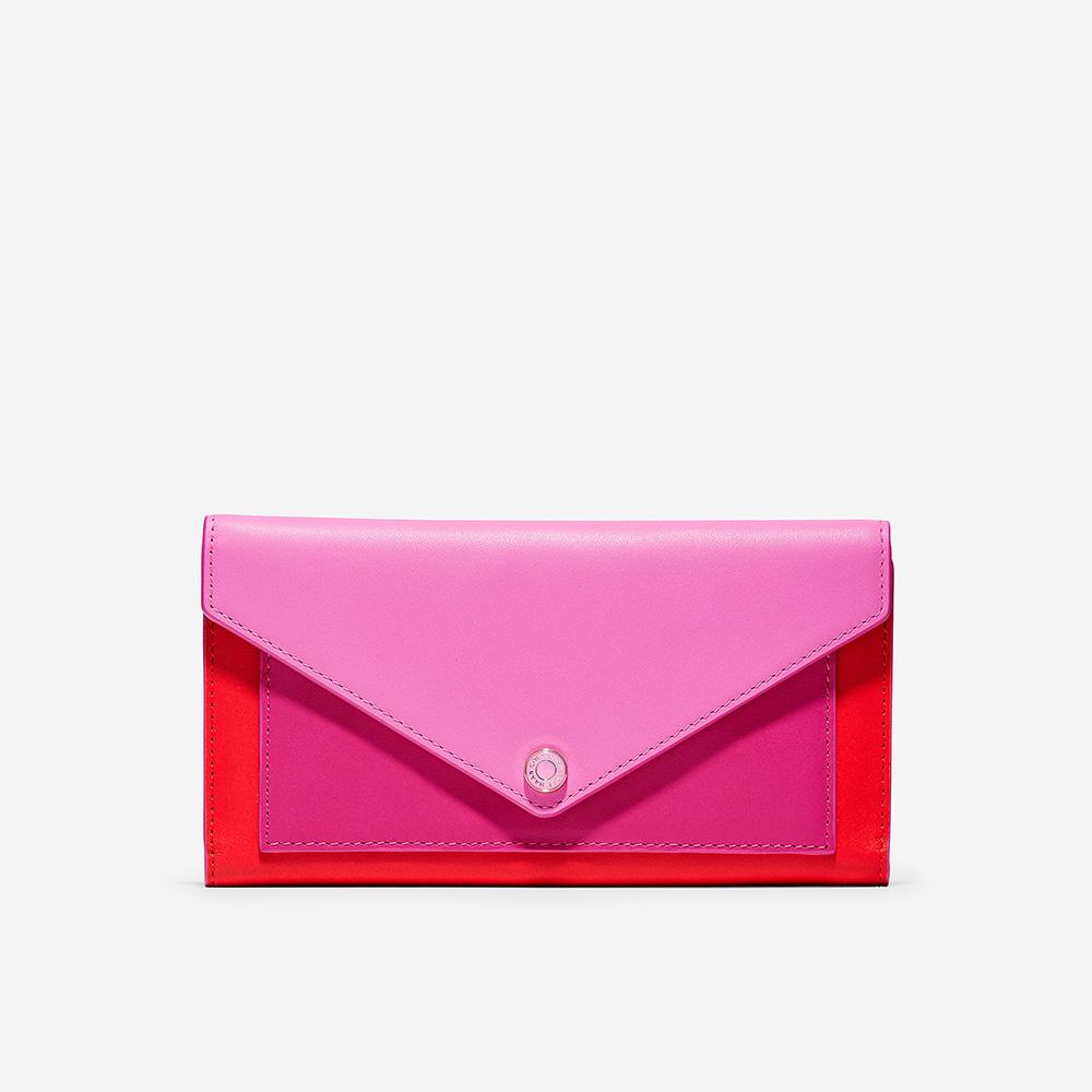 Cole Haan Color Block Flap Wallet Fuchsia Red Colorblock One Size
