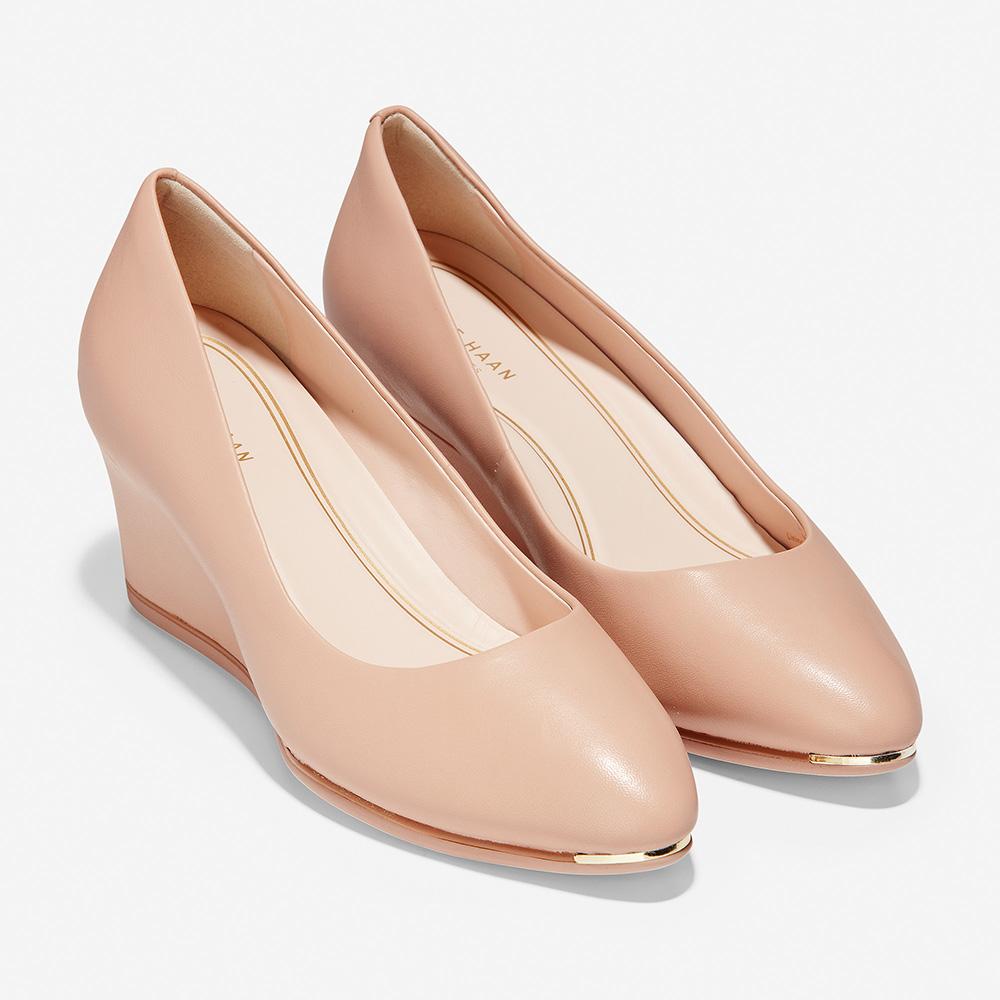 Cole Haan Grand Ambition Wedge (75mm) Mahogany Rose Leather/ Mahogany Rose / Brushed Gold
