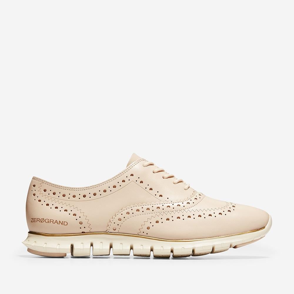 Cole Haan ZEROGRAND Wing Oxford Closed Hole Brazilian Sand Leather/Ivory