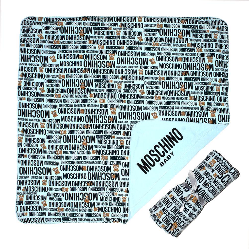 Moschino Sky Blue Logo Blanket