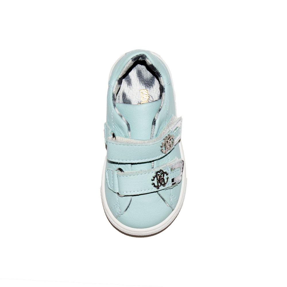 Roberto Cavalli Mint Green And Silver Sneakers